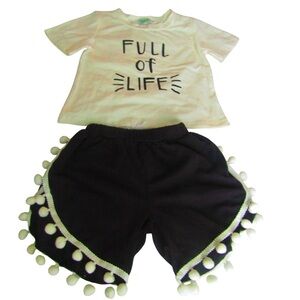 Full of Life T-Shirt and Pom-Pom Shorts Set